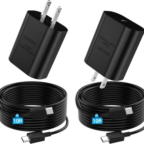 1 Super Fast Charger Type C, 25W PD USB C Wall Charger Fast Charging with 10FT Long Type C Charger Cable for Samsung Galaxy S25/ S24/ S23/ S22/ S21 Plus/Ultra/ Note20