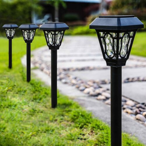 12 Pack Solar Lights with Cute Light Patten, 3 Lumens Cool White Led, for Pathway,Path, Patio, Yard, Driveway, Walkway, Lawn and Garden