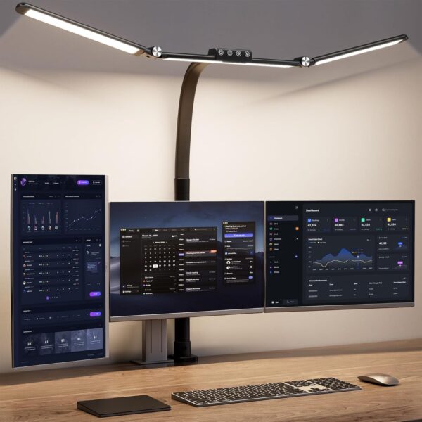 Large Desk Lamps for Home Office, 39.3" Architect Desk Lamp with Clamp, 24W Ultra Bright LED Desk Light Stepless Dimming Eye-Caring Office Desk Lamp for Study Work 1 Desk Lamps