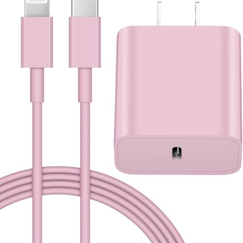 1 iPhone 14 13 12 Fast Charger 20W PD USB C Wall Charger with 6FT Fast Charging Cable for iPhone 14/14 Pro/14 Pro Max/14 Plus/13/12/11/Pro/Pro Max/Mini/Xs Max/X, iPad - Pink