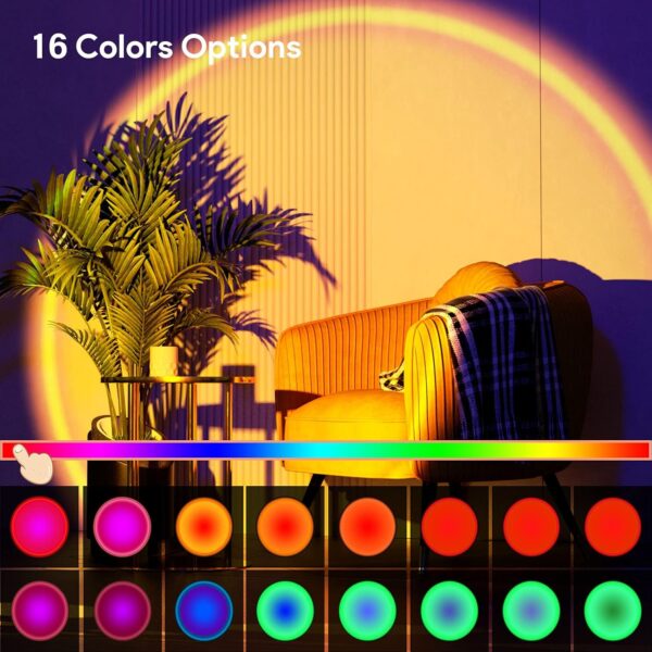 Sunset Lamp Projection Led Lights with Remote, Multicolor Colors Night Light 360° Rotation Rainbow Lights 4 Modes Setting for Photography/Selfie/ Party/Home/Living Room/Bedroom Decor 4
