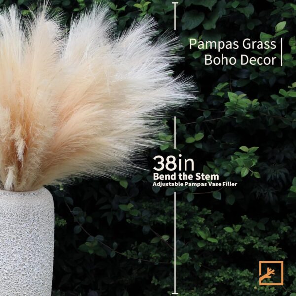 Boho Decor 7-Pcs 38"/3.1FT Faux Pampas Grass Large Tall Fluffy Artificial Fake Flower Bulrush Reed Grass for Vase Filler Farmhouse Home Wedding Decorations (Beige) 4
