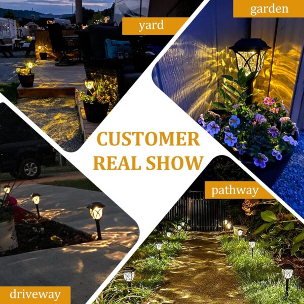 Solar Lights Outdoor Waterproof, 6 Pack LED Solar Garden Lights, Outdoor Decorations, Garden Decor for Yard, Patio, Landscape, Planter, Walkway (Warm White) 4