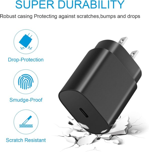 Type C Charger Fast Charging for Samsung - 25W USB C Charger Block, Android Phone Wall Charging with 6Ft Type C to C Cable for Galaxy S25 Ultra/S25/S25+/S24 Ultra/S24/S24+/S23/S22/Note 20 (Black) 4