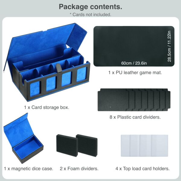 Trading Card Deck Case for 1600 Cards, Storage Box with Display Windows for MTG Commander, Magic Cards, PTCG, Sport Cards and Other Trading Card Games - BLUE 2 Cards
