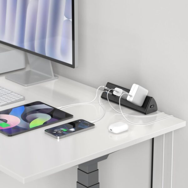 Jgstkcity Desk Clamp Power Strip,20W Fast Charging Station,Surge Protector Nightstand Edge Mount,1875W Extension Cord with Multiple Outlets,2 USB-C,2 USB-A,for Home Office (Black, 6 FT) 2 Outlets