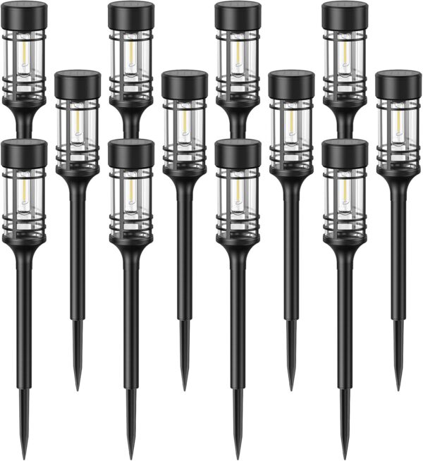 LETMY 12 Pack Solar Pathway Lights Outdoor, Solar Lights Outdoor Waterproof IP65, Bright Solar Garden Lights Outdoor, Auto On/Off Outdoor Solar Lights for Yard Walkway Driveway Landscape Garden Decor 2