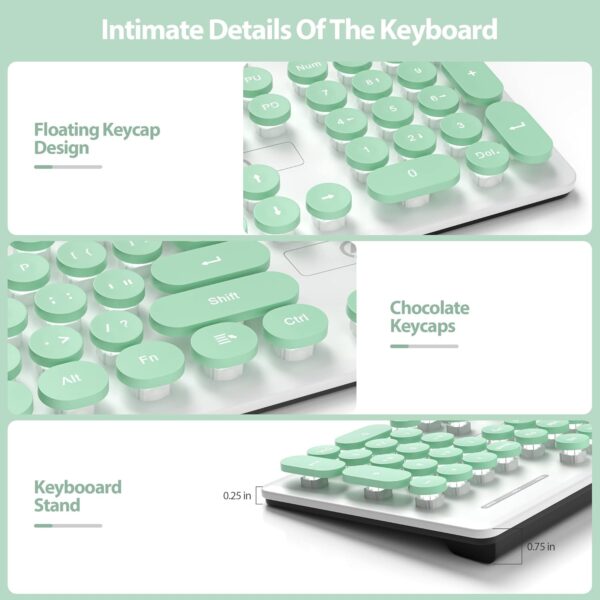 Typewriter Keyboard 104-key Punk Gaming Retro Keyboard LED White Backlit Cute Keyboard with Wired USB Suitable for PC/Win/Mac/Laptop Computer Keyboard(Green) 2