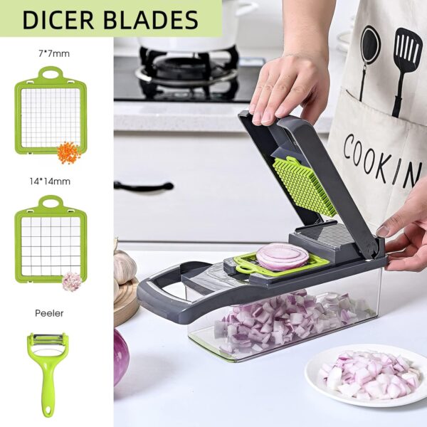 Vegetable Chopper Slicer 16-in-1 with Spice Chopper Set 7 Blades Veggie Dicer Onion Fruit Cutter 2