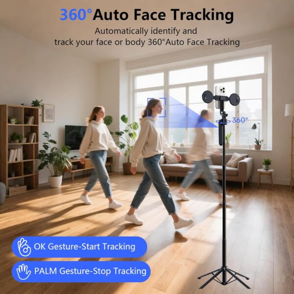 Auto Face Tracking Selfie Stick Tripod for iPhone with Light 70.9" Phone Camera Tripod Stand 360 Rotation Follows Your Movement with Wireless Remote for Content Creator Vlog Live Stream Video Record 2