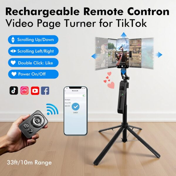 Auto Face Tracking Selfie Stick Tripod with Fill Light, 360 Rotation & Gesture Control, 70.9" Selfie Stick Tripod for iPhone with Remote for for TikTok/Vlog/Live Stream/Video Recording 2