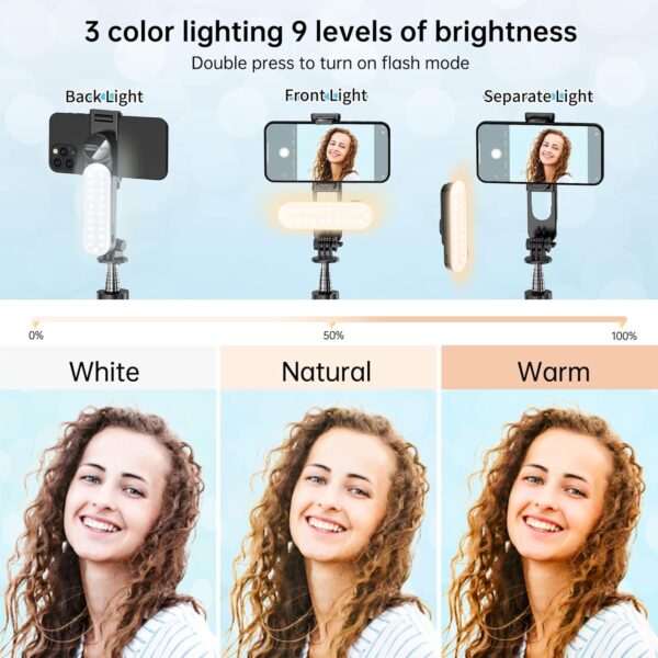 Stable Selfie Stick Tripod with Fill Light, 44 Inch Extendable Selfie Stick with Wireless Remote and Tripod Stand 360 Rotation for iPhone 15/14/13/12/11 Pro/XS Max/XS/XR/X/8/7, Samsung and Smartphone 2