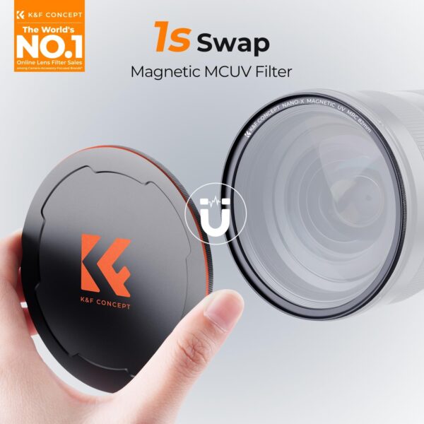 K&F Concept 82mm Magnetic MC UV Lens Protection Filter + Lens Filter Cap with 28 Multi-Layer Coatings Waterproof/Scratch Resistant Ultra-Slim UV Filter for Camera Lens (Nano-X Series) 2
