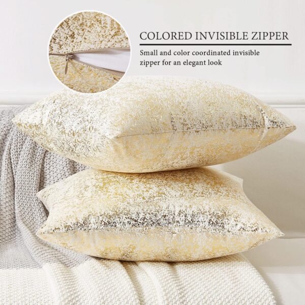 Champagne Throw Pillows 18x18,Gold and White Pillow Covers 4