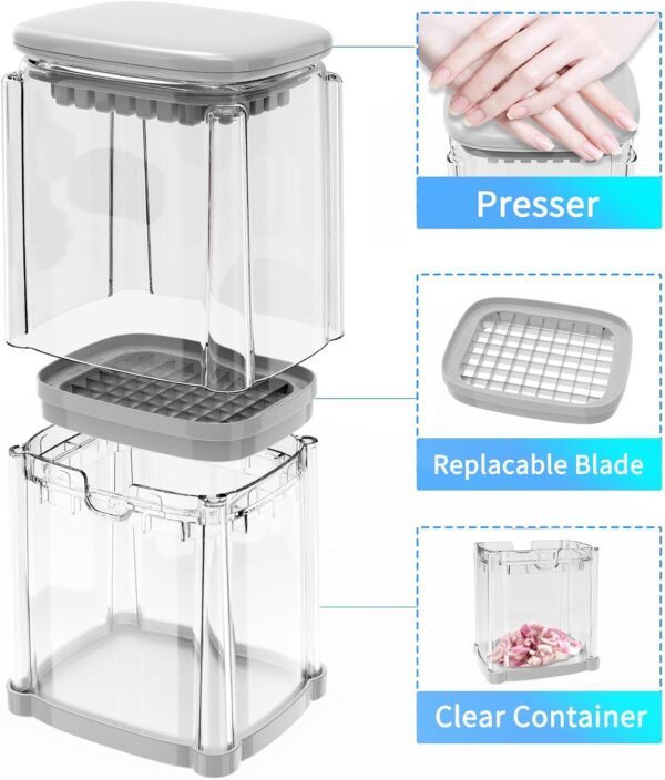 French Fry Cutter 4-in-1 – Potato Cutter for Fries, Onion Dicer, Food Chopper & Apple Slicer – Manual Hand Vegetable Cutter with 4 Blades 2 Cutter
