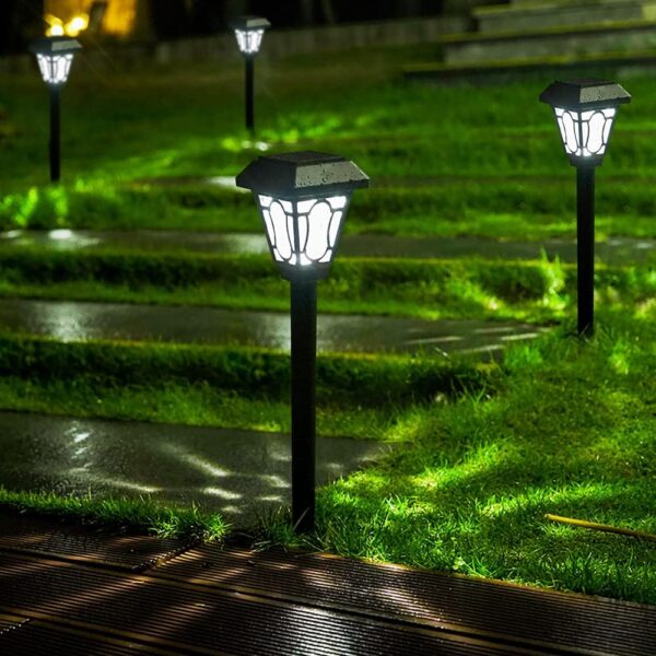 12 Pack Solar Lights with Cute Light Patten, 3 Lumens Cool White Led, for Pathway,Path, Patio, Yard, Driveway, Walkway, Lawn and Garden 2 Solar Lights