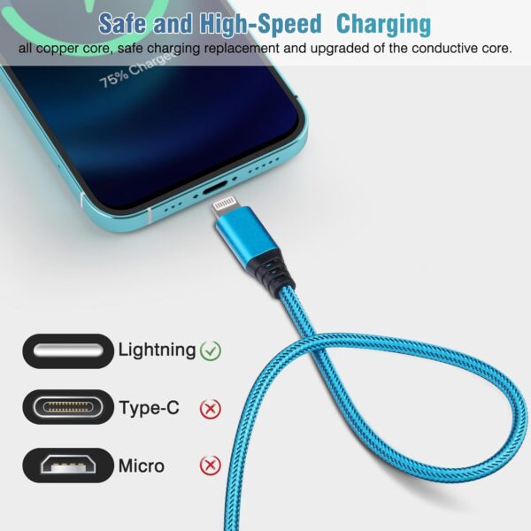 iPhone Charger 10FT 5Pack Apple MFi Certified Lightning Cable Fast Charging Nylon Braided USB-A to Lightning Compatible with iPhone 14/13 mini/14/13/12/11 Pro MAX/XR/XS/8/7/Plus/6S/SE/iPad 4
