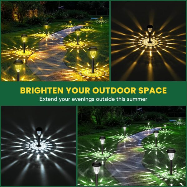 12 Pack Solar Light Outdoor Waterproof, Cool White Pathway Lights Solar Powered, Landscape Lighting, Garden Lights for Decor, Patio, Garden, Yard, Pathways, Walkway 4