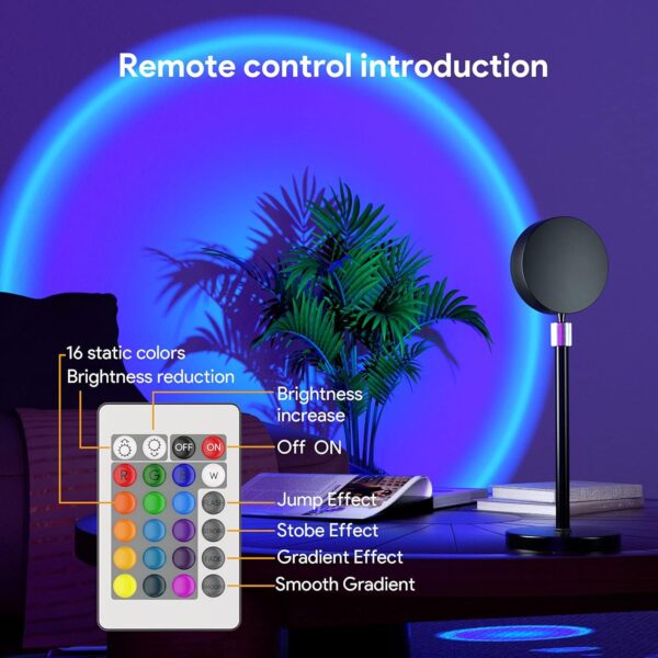 Sunset Lamp Projection Led Lights with Remote, Multicolor Colors Night Light 360° Rotation Rainbow Lights 4 Modes Setting for Photography/Selfie/ Party/Home/Living Room/Bedroom Decor 3