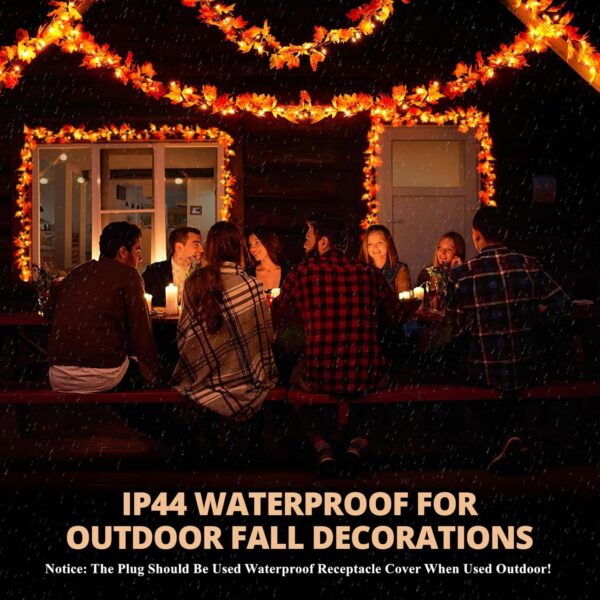 Fall Decor Fall Decorations for Home 9FT Plug in Fall Garland with Lights 50 Orange Bulbs Connectable Lighted Fall Garland Light for Indoor Outdoor Halloween Thanksgiving Harvest Decorations 3