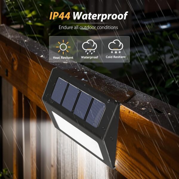 Solar Lights Outdoor Waterproof, Solar Fence Lights Auto On/Off, Bright LED Outdoor Lighting for Fence, Patio, Deck, Garden, Pathway 3