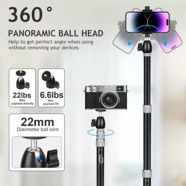 Camera Desk Mount Heavy Duty Aluminum Alloy with 360° Ball Head - Adjustable 15.7-35.4 Inch Table Clamp for DSLR, Webcam, Ring Light, Live Streaming & Video Shootingc 3