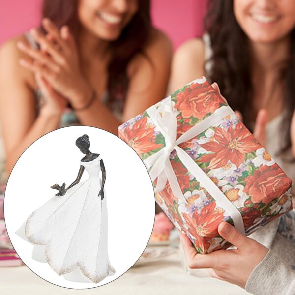 Guichifun Fairy Statue Collection Home Decoration - White Leaf Angel Girls with Bird Resin Home Decor for Outdoor or Indoor Outdoor Yard Decorations Figurines Retirement Gift 8.5 x 5.25 x 12 Inch 3