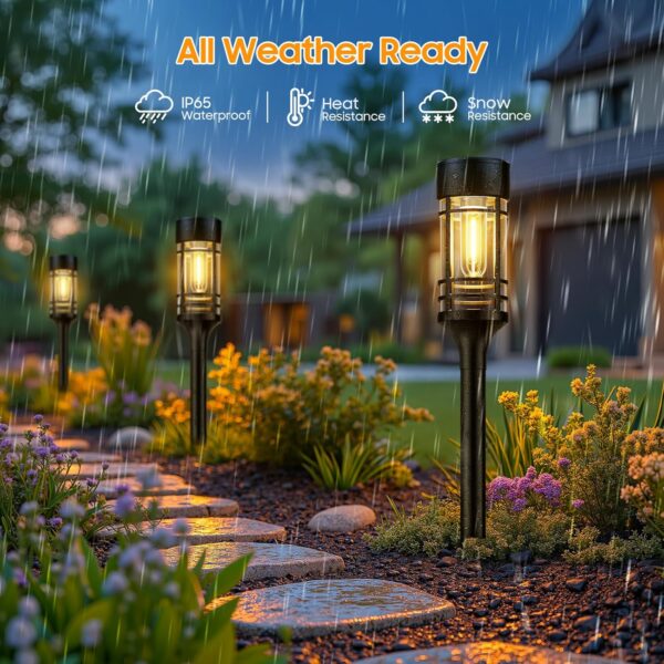 LETMY 12 Pack Solar Pathway Lights Outdoor, Solar Lights Outdoor Waterproof IP65, Bright Solar Garden Lights Outdoor, Auto On/Off Outdoor Solar Lights for Yard Walkway Driveway Landscape Garden Decor 3