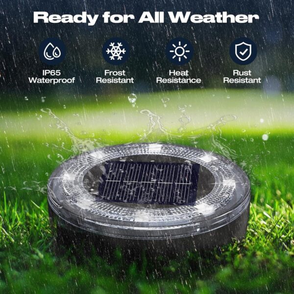 Mini Solar Ground Lights, 24 Pack Solar Lights Outdoor Waterproof, Upgraded LED Flat Landscape Lighting for Outside Pathway Garden Patio Yard Driveway,Cold White 4