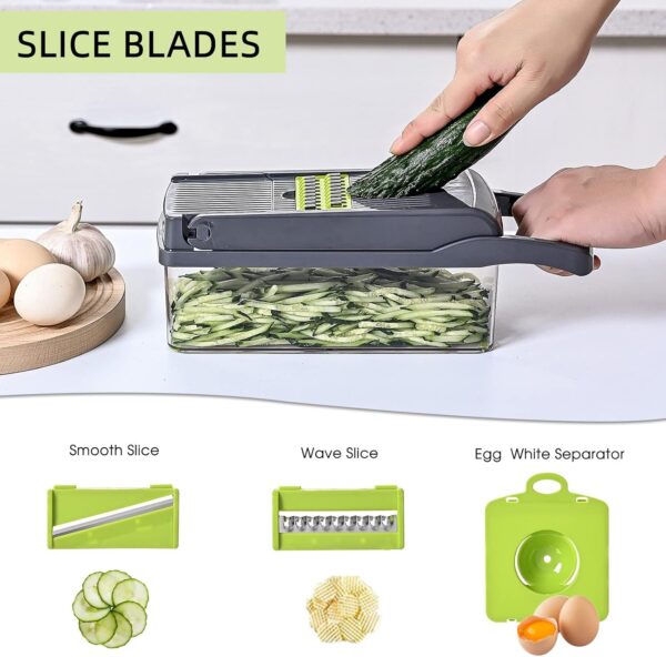 Vegetable Chopper Slicer 16-in-1 with Spice Chopper Set 7 Blades Veggie Dicer Onion Fruit Cutter 3