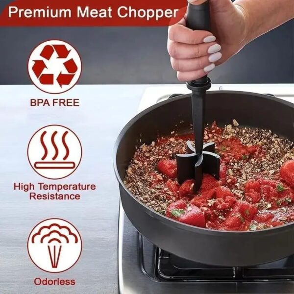 Meat Chopper for Ground Beef, Heat Resistant Meat Masher for Hamburger Meat Meat Masher, Ground Beef Chopper Tool Kitchen Tools & Gadgets(Deep Black) 3