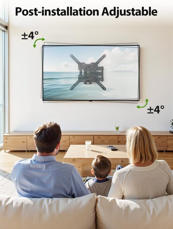 USX MOUNT UL Listed Full Motion TV Mount, Swivel Articulating Tilt TV Wall Mount for 26-55Inch LED, 4K, Wall Mount Bracket with VESA 400x400mm Up to 77lbs, Perfect Center Design -XMM006-1 3 Mount