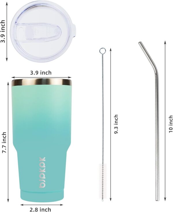 30oz Stainless Steel Tumbler Color Block Insulated Tumblers Cup with Lid and Straw, Double Walled Travel Coffee Mug,Mint 3 Tumbler