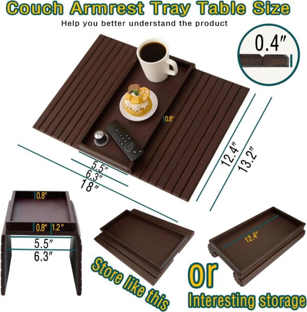 Bamboo Couch Arm Tray Table,Foldable Sofa Armrest Tray Table for Couch 3