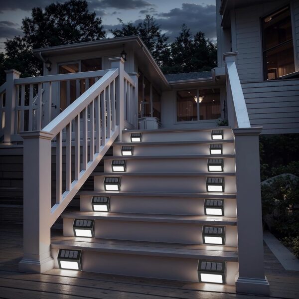 Solar Lights Outdoor Waterproof, Solar Fence Lights Auto On/Off, Bright LED Outdoor Lighting for Fence, Patio, Deck, Garden, Pathway 2