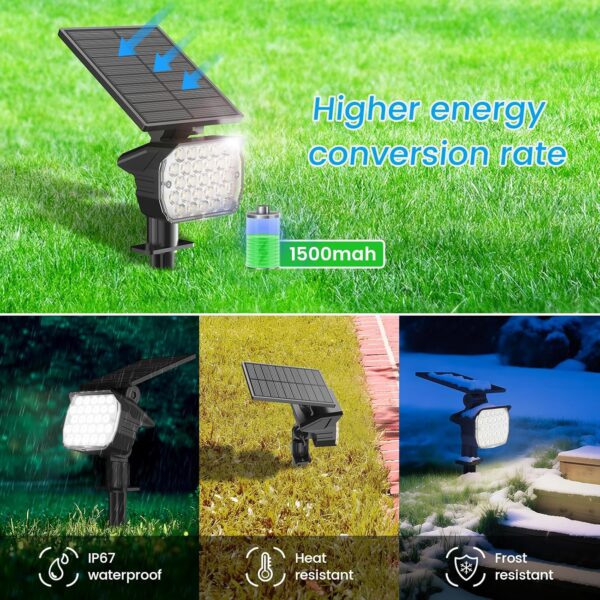 Solar Spotlight Outdoor, IP67 Waterproof Solar Landscape Spot Lights,Uplights for Yard Garden Pathway - 12 Pack (Cool White) 27 LED 3 Lighting Modes 2