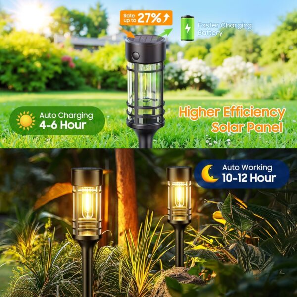 LETMY 12 Pack Solar Pathway Lights Outdoor, Solar Lights Outdoor Waterproof IP65, Bright Solar Garden Lights Outdoor, Auto On/Off Outdoor Solar Lights for Yard Walkway Driveway Landscape Garden Decor 4