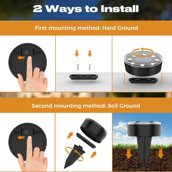 Mini Solar Ground Lights, 24 Pack Solar Lights Outdoor Waterproof, Upgraded LED Flat Landscape Lighting for Outside Pathway Garden Patio Yard Driveway,Cold White 2