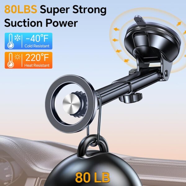 Coolpow for MagSafe Car Mount【Windshield+Vent+Dash】Magnetic Phone Holder for Car Phone Holder Mount Cell Phone Holders for Your Car Accessories Suction Cup Stand for Garmin GPS for iPhone 17 16 15 14 2