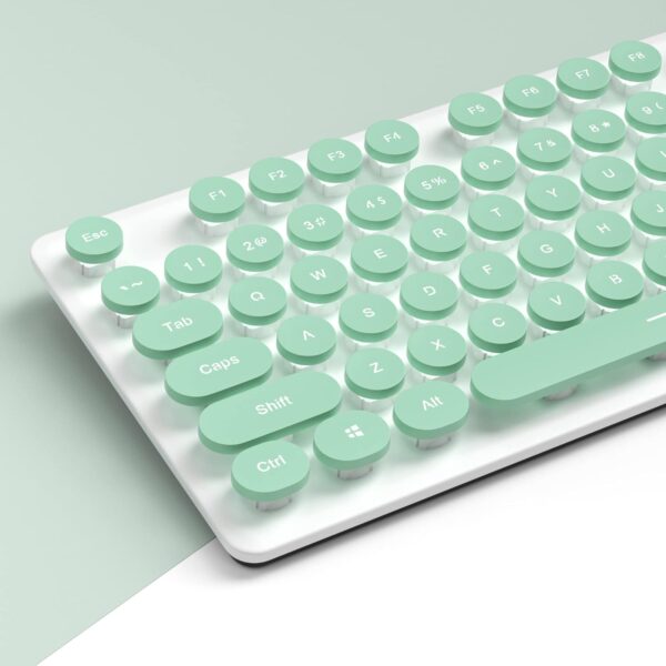 Typewriter Keyboard 104-key Punk Gaming Retro Keyboard LED White Backlit Cute Keyboard with Wired USB Suitable for PC/Win/Mac/Laptop Computer Keyboard(Green) 4