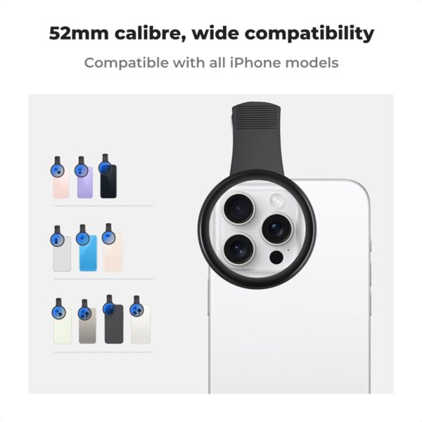 K&F Concept 52mm Clip-on CPL Phone Camera Lens Filter Kit, Circular Polarizer Polarizing Filter Compatible with iPhone 17 16 15 14 13 12 11 4