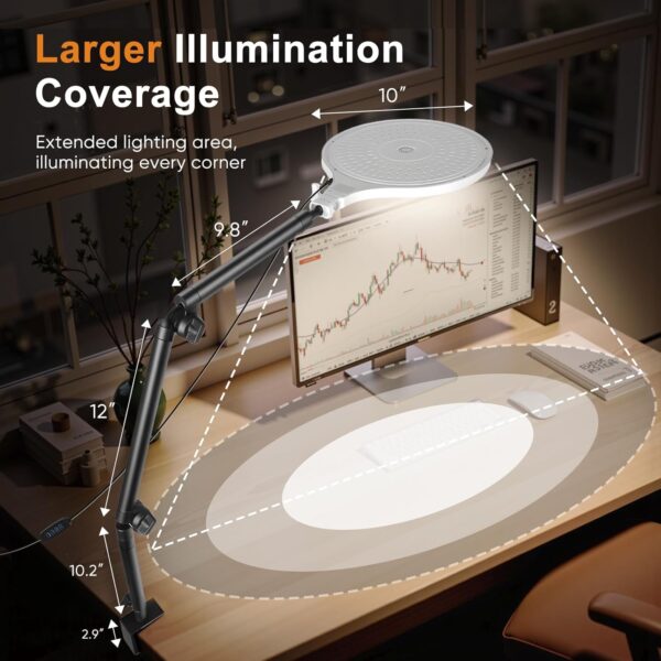 Desk Ring Light with Stand, 10" LED Desk Ring Light with Clamp, 360°Rotate & Flexible Height Full-Screen Overhead Ringlight for Video Recording, TikTok, YouTube, Live Streaming, Content Creation 4