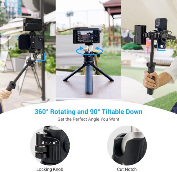 JJC 2 in 1 Extendable Mini Vlogging Tripod & Selfie Stick for Sony ZV-E10 II ZVE10 ZV-1F ZV1F ZV-1 II ZV1 RX100 VII A6100 A6400, Canon PowerShot V1 SX740 HS G7X Mark III II EOS R100 R50 R10 & More 4