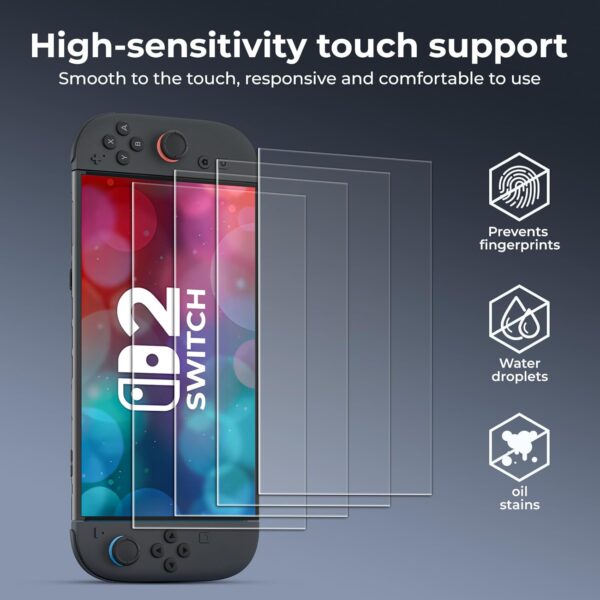 4 Pack Switch 2 Screen Protector for Nintendo Switch 2-Tempered Glass, with Switch 2 Screen Protector Installation Tools, Zero Bubble Install,Transparent 4K HD,Anti-Scratch, 2