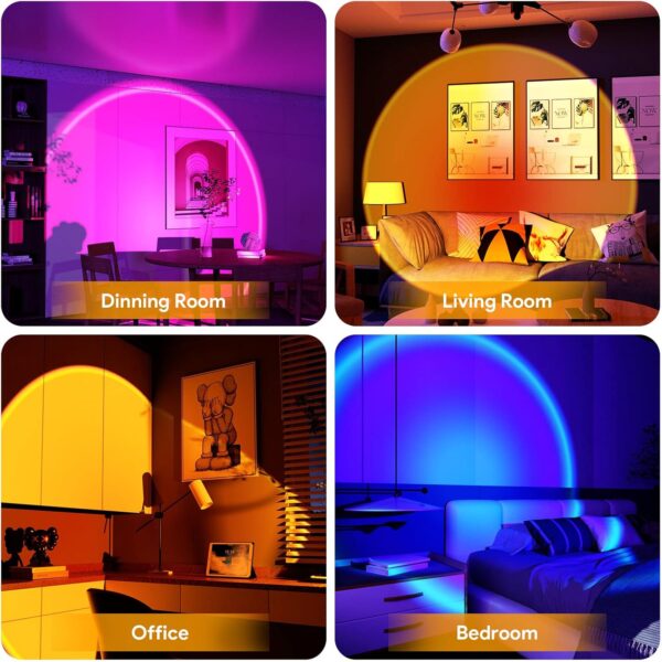 Sunset Lamp Projection Led Lights with Remote, Multicolor Colors Night Light 360° Rotation Rainbow Lights 4 Modes Setting for Photography/Selfie/ Party/Home/Living Room/Bedroom Decor 2