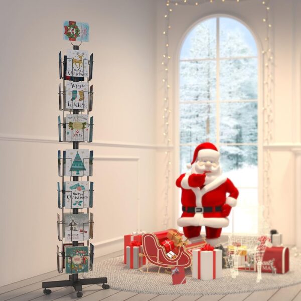 28 Pockets Countertop Rotating Greeting Card Rack, 7 Tier magazine Display Stand Rotating magazine rack for Postcards, Brochures, and Greeting Card 2