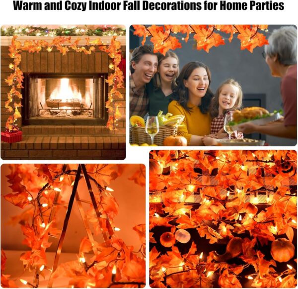Fall Decor Fall Decorations for Home 9FT Plug in Fall Garland with Lights 50 Orange Bulbs Connectable Lighted Fall Garland Light for Indoor Outdoor Halloween Thanksgiving Harvest Decorations 2