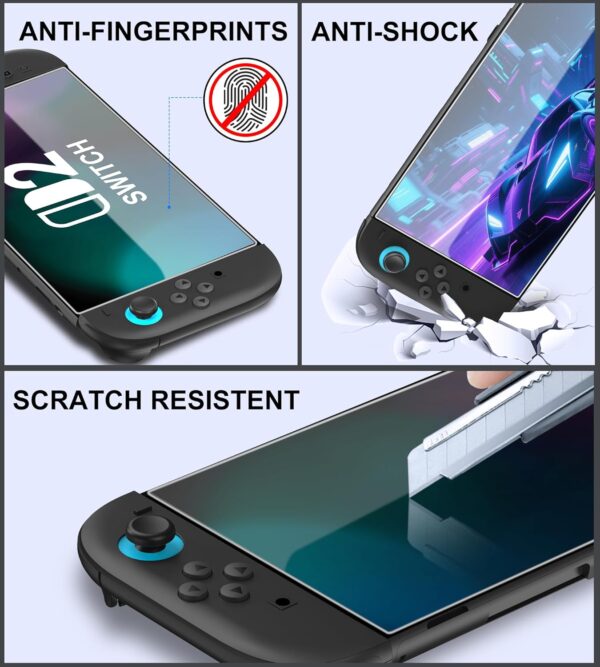 Screen Protector Tempered Glass Compatible with Nintendo Switch 2 (2025), 2 Pack Transparent HD Clear Anti-Scratch Switch 2 Screen Protector Skin Set for Nintendo Switch Accessories 2