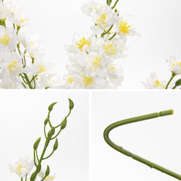 37" White Delphinium Artificial Flowers, Faux Silk Bouquet for Home & Wedding Decor 3 Delphinium Artificial Flowers
