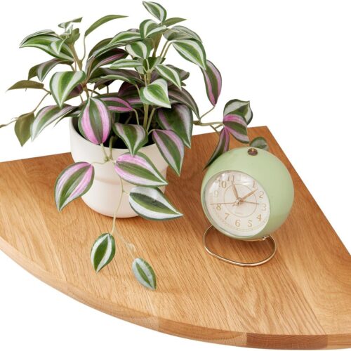 71-Mv6VvlTL._AC_SL1500_ 10" Oak Floating Corner Shelf, Round Wall-Mounted Display & Plant Stand